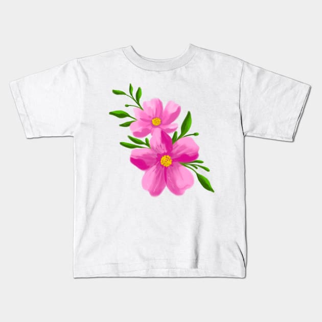 Pink Flower Kids T-Shirt by Liseevna